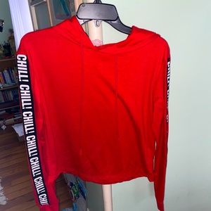 Red cropped hoodie